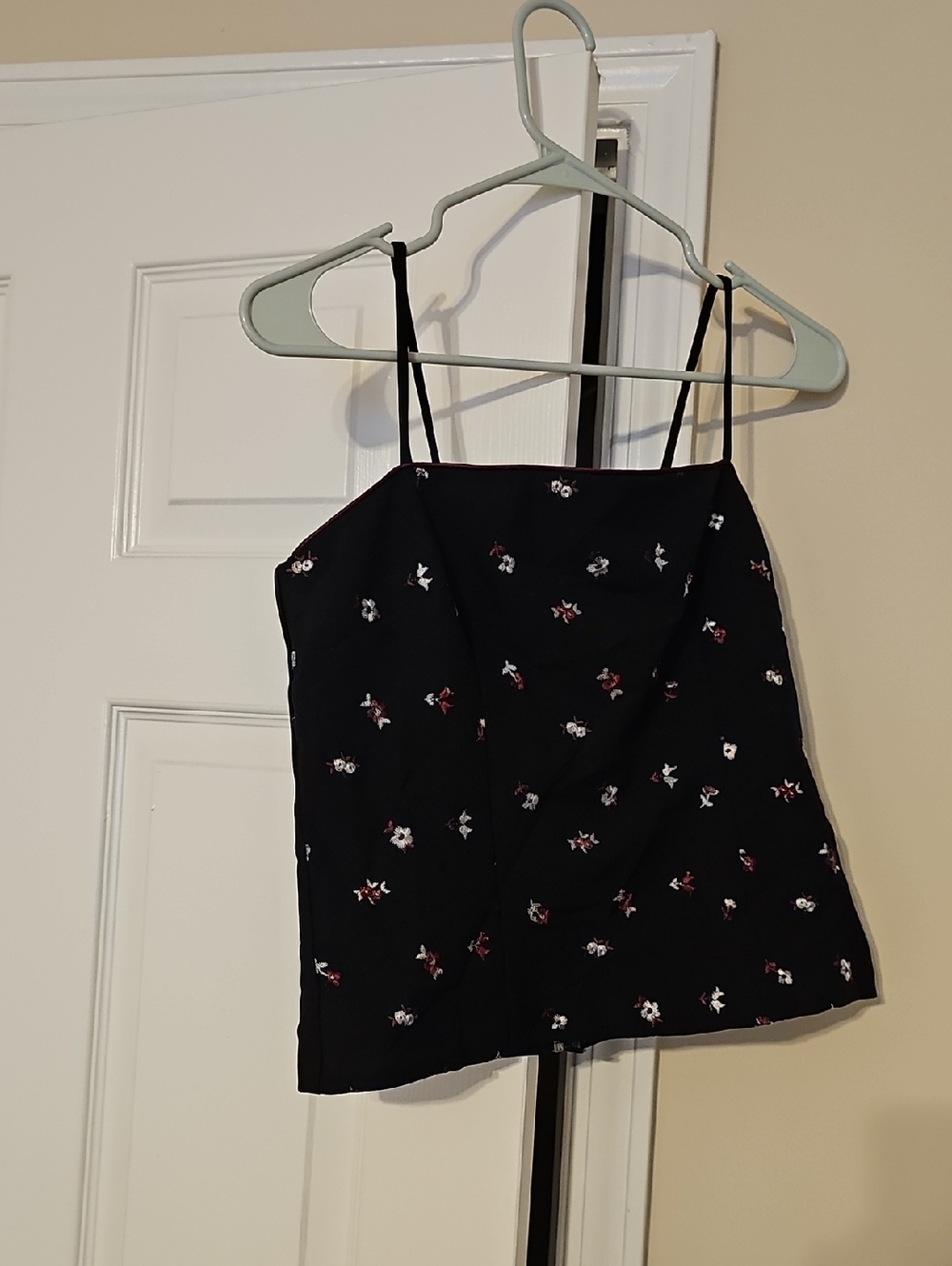 Black Floral Spaghetti-Strap Cami Top